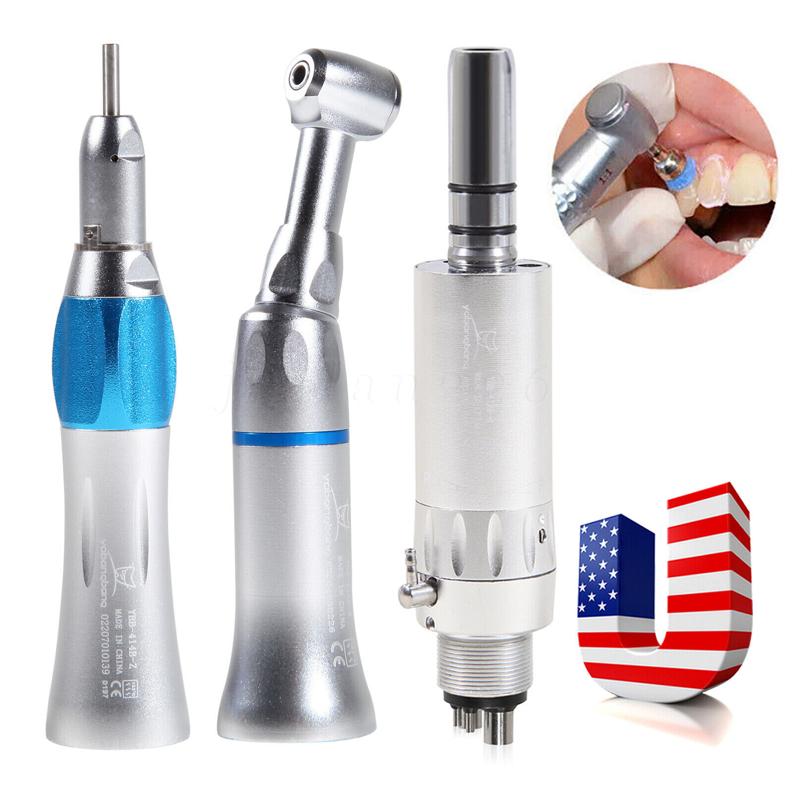 Dental Low Slow Speed Handpiece E-type Contra Angle Micro Air Motor 2/4 Hole 1:1