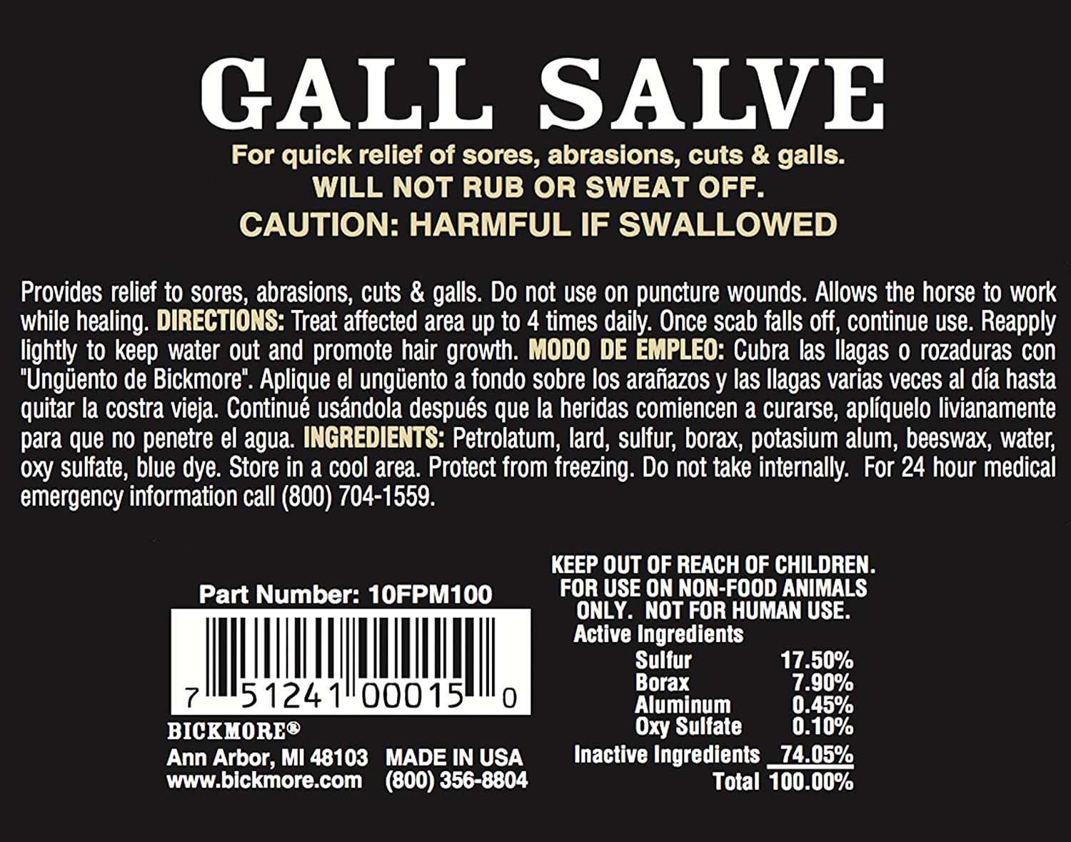 Bickmore Gall Salve 5 oz Wound Cream for Horses Topical Antiseptic Ointment