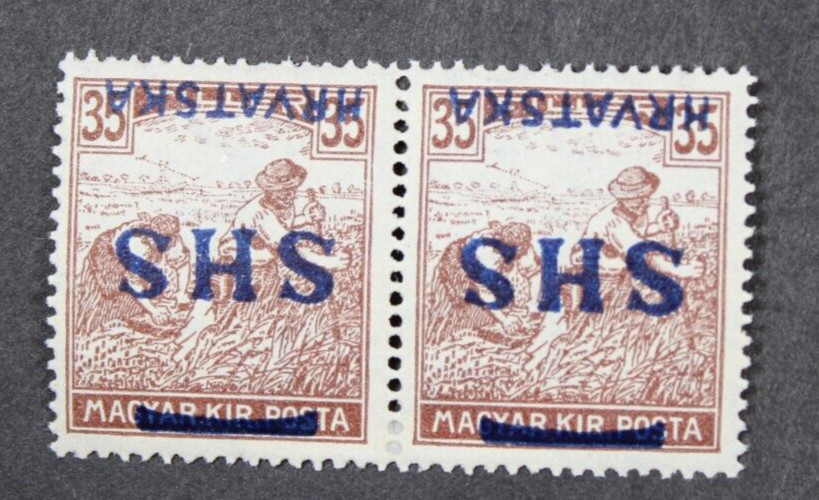 Croatia SC# 2L14 Pair Mint Light Hinged / Inverted Overprint - S26262