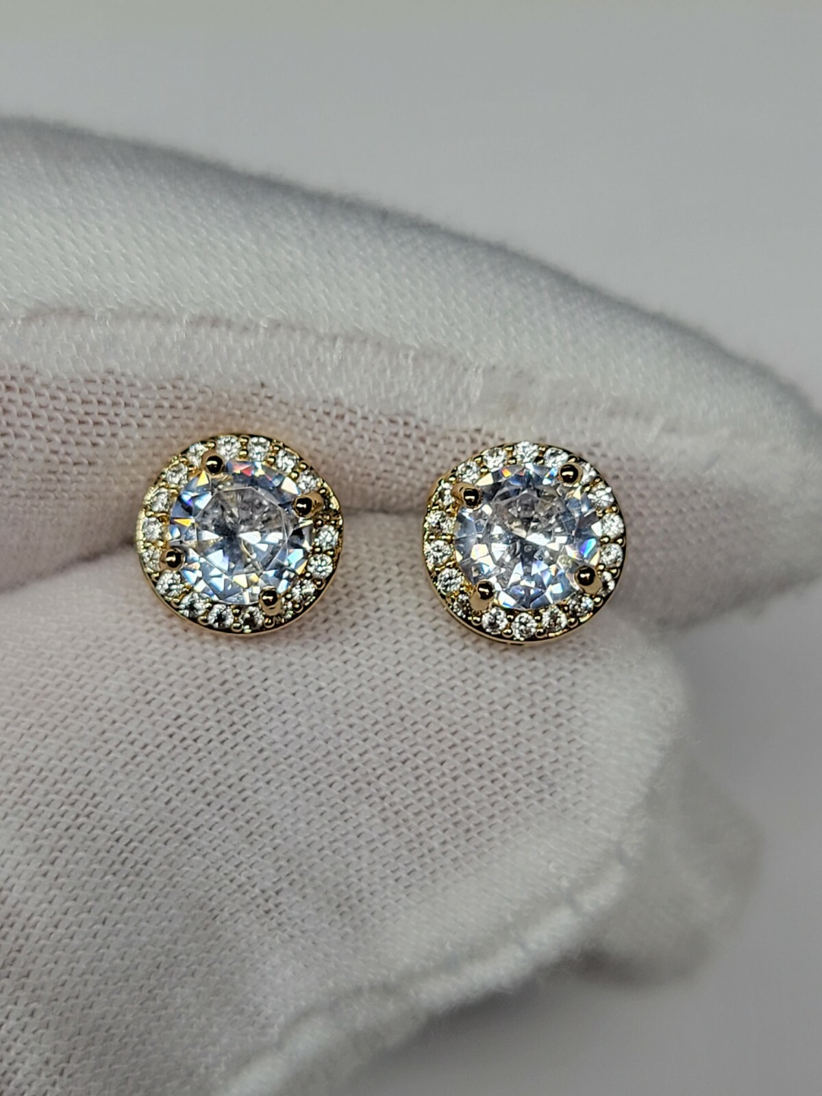 Gold, Silver Plated Stud Earrings With Cubic Zirconia Unisex, Women, Men