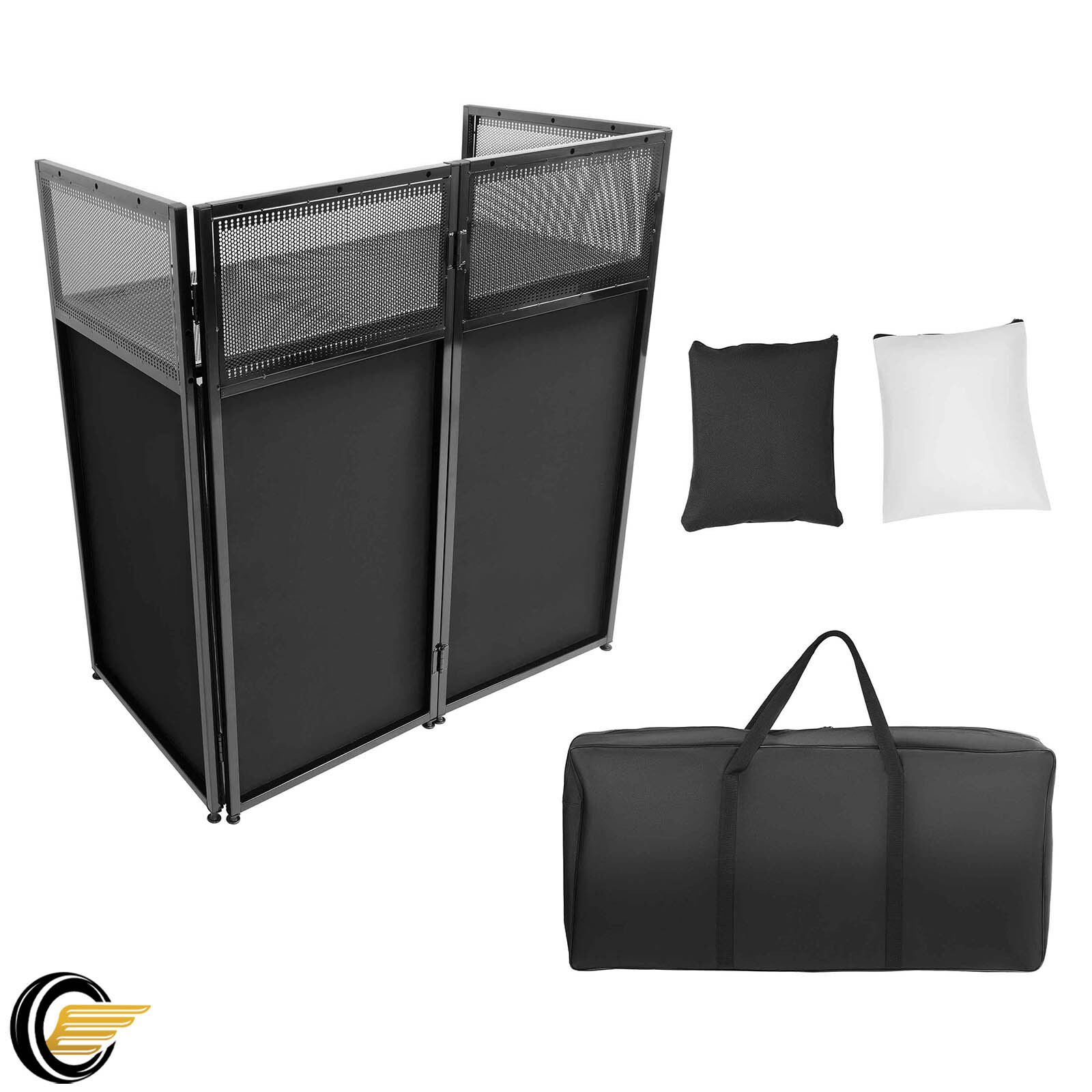 Portable DJ Table Stand Adjustable Booth Facade+Built in Flat Table w/Travel Bag