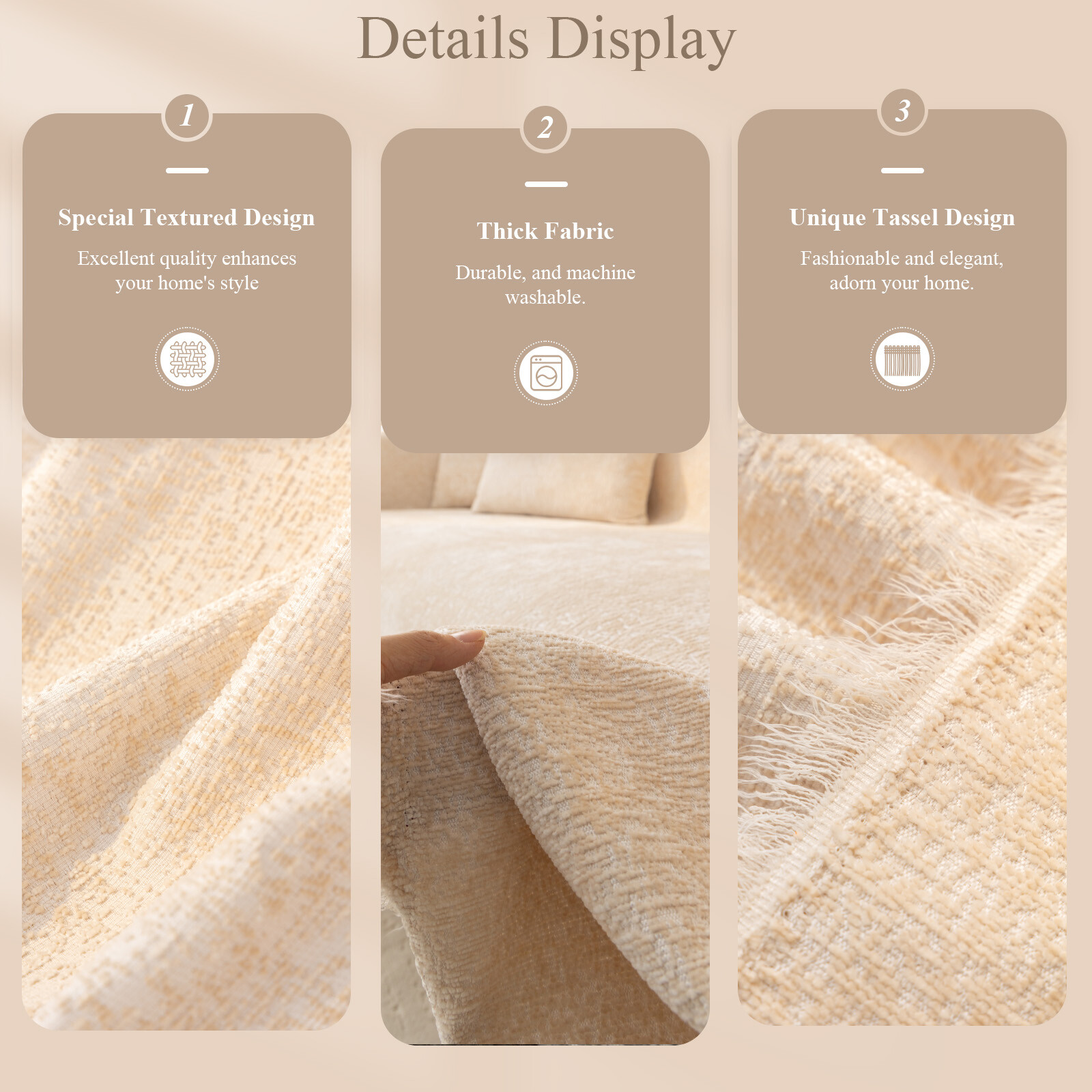 XL XXL Chenille Sofa Slipcovers Ultra Soft Sectional Couch Cover Elegant Decor