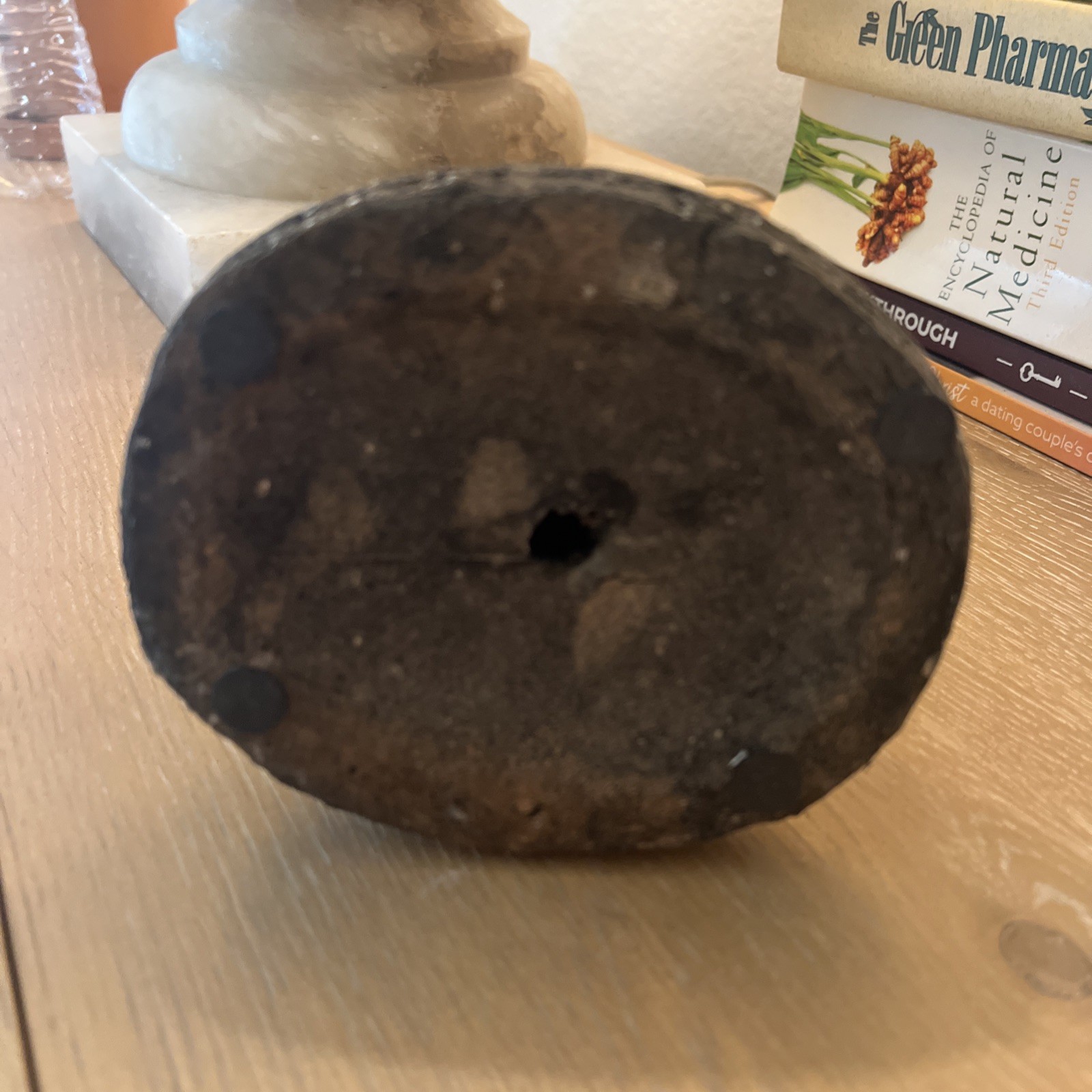 8” Blue Glazed Concrete Fleur-de-Lis Statue