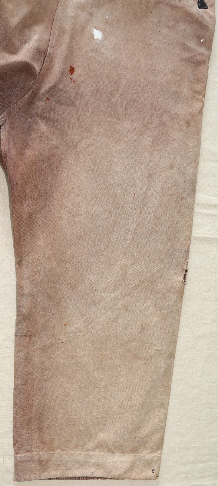 French 1940/50s Faded & Stained Brown Duck Cotton Canvas Pants LE ROBUSTE W39