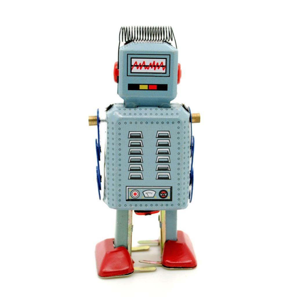 TIN TOY ROBOT 4.5" Wind Up Blue Litho Retro Collectible Cute Mini Radicon MS294