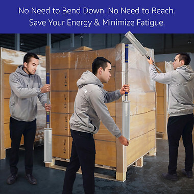 Stretch Film Dispenser Pole Holder for 2-3 Inch Rolls, 12-24 Inch Lengths