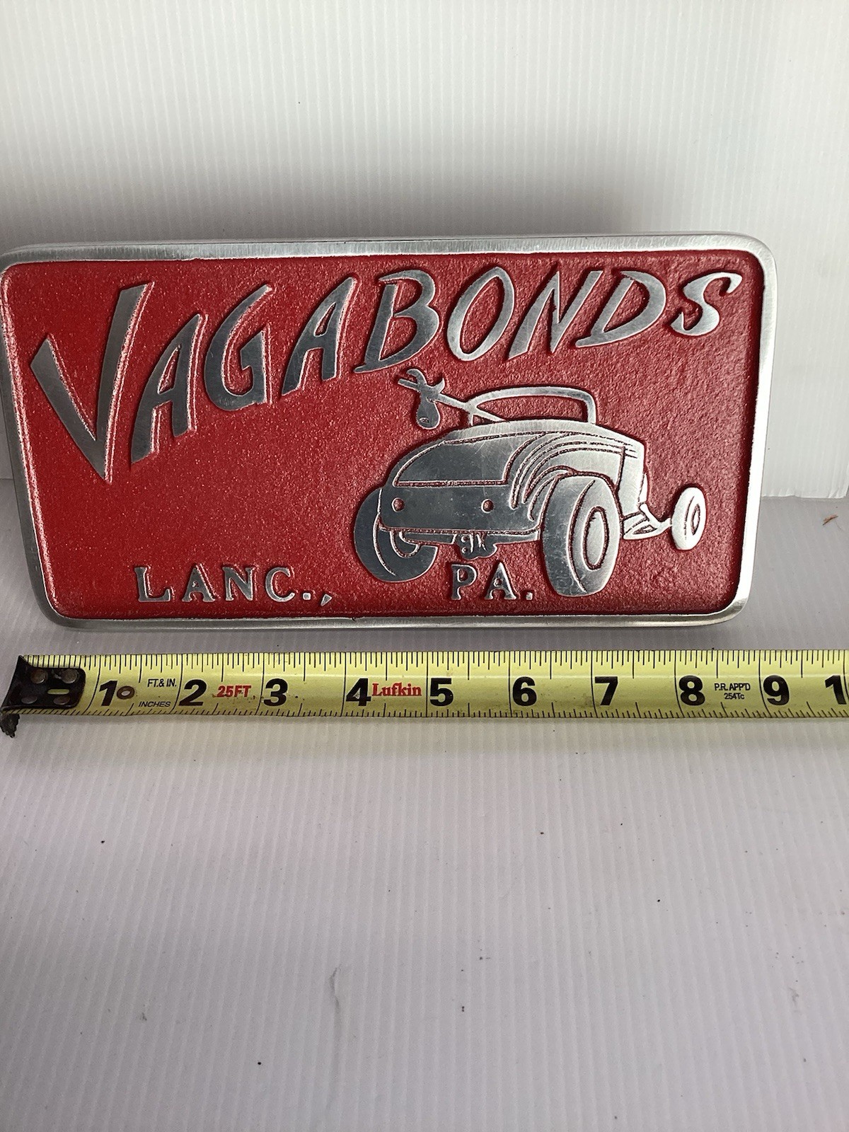VINTAGE VEGABONDS LANCASTER PA. STREET ROD CAR CLUB PLAQUE License Topper