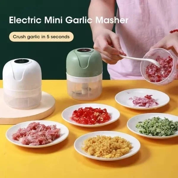 250ml Electric Garlic Chopper – USB Rechargeable Mini Food Processor Gadgets