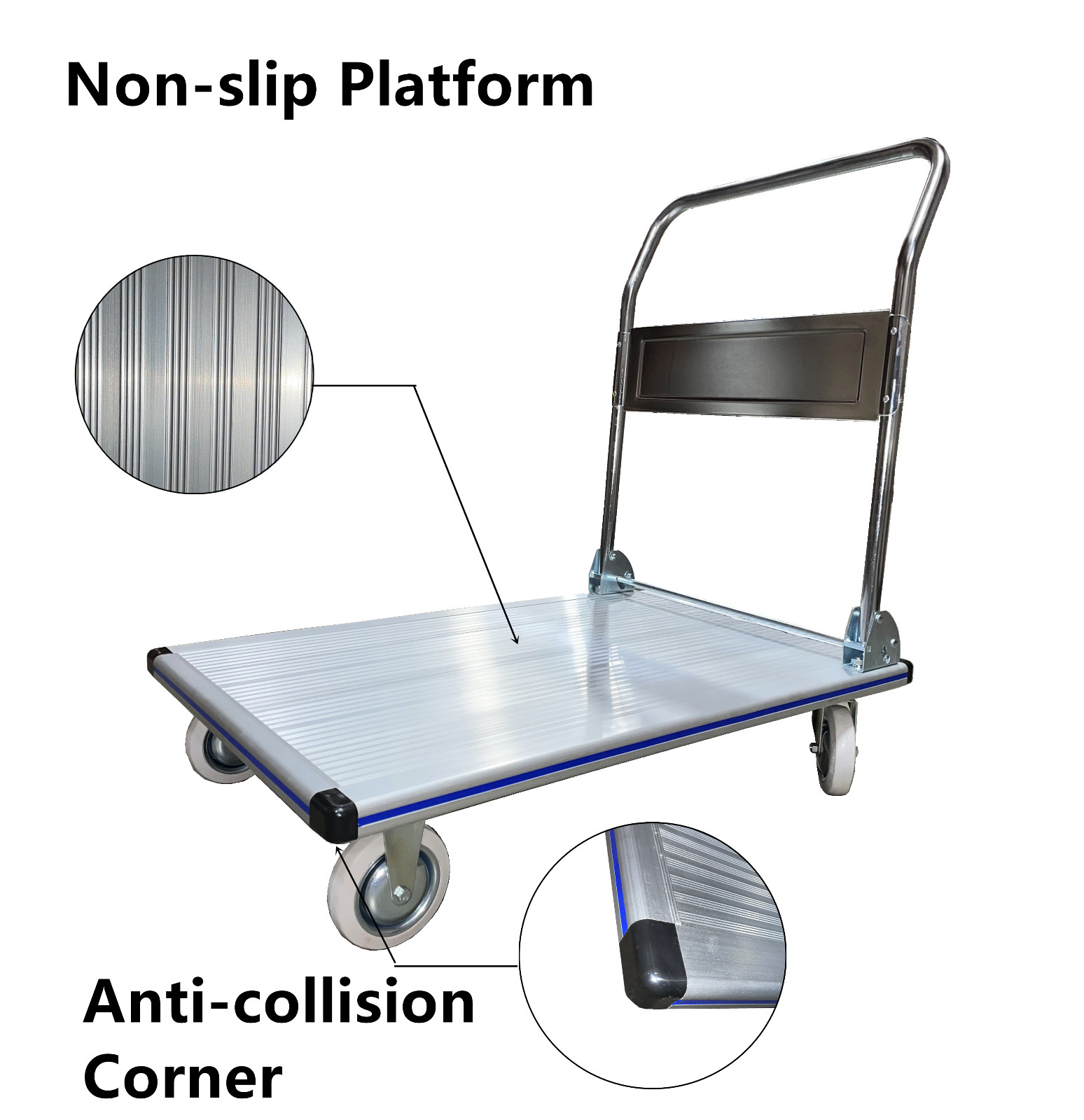 Folding Platform Truck, Aluminum, 660 lb. Cap, 48" x 24" x 8-3/8"