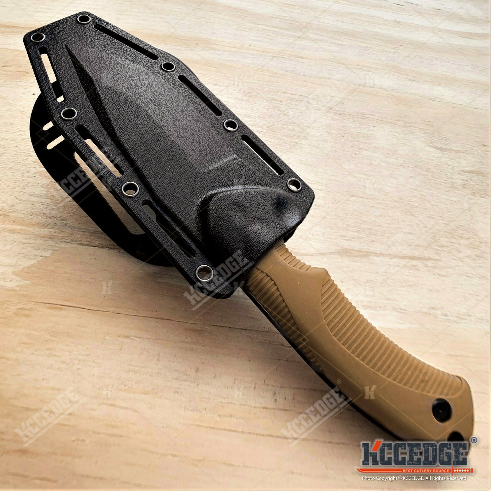 9" Tactical Knife FIXED BLADE KNIFE w/ Kydex Sheath Coyote Brown Survival Knife