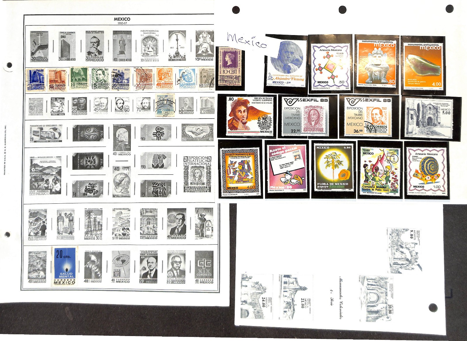 Mexico Stamp Collection on 24 Harris Pages, 1884-1985 (BI)