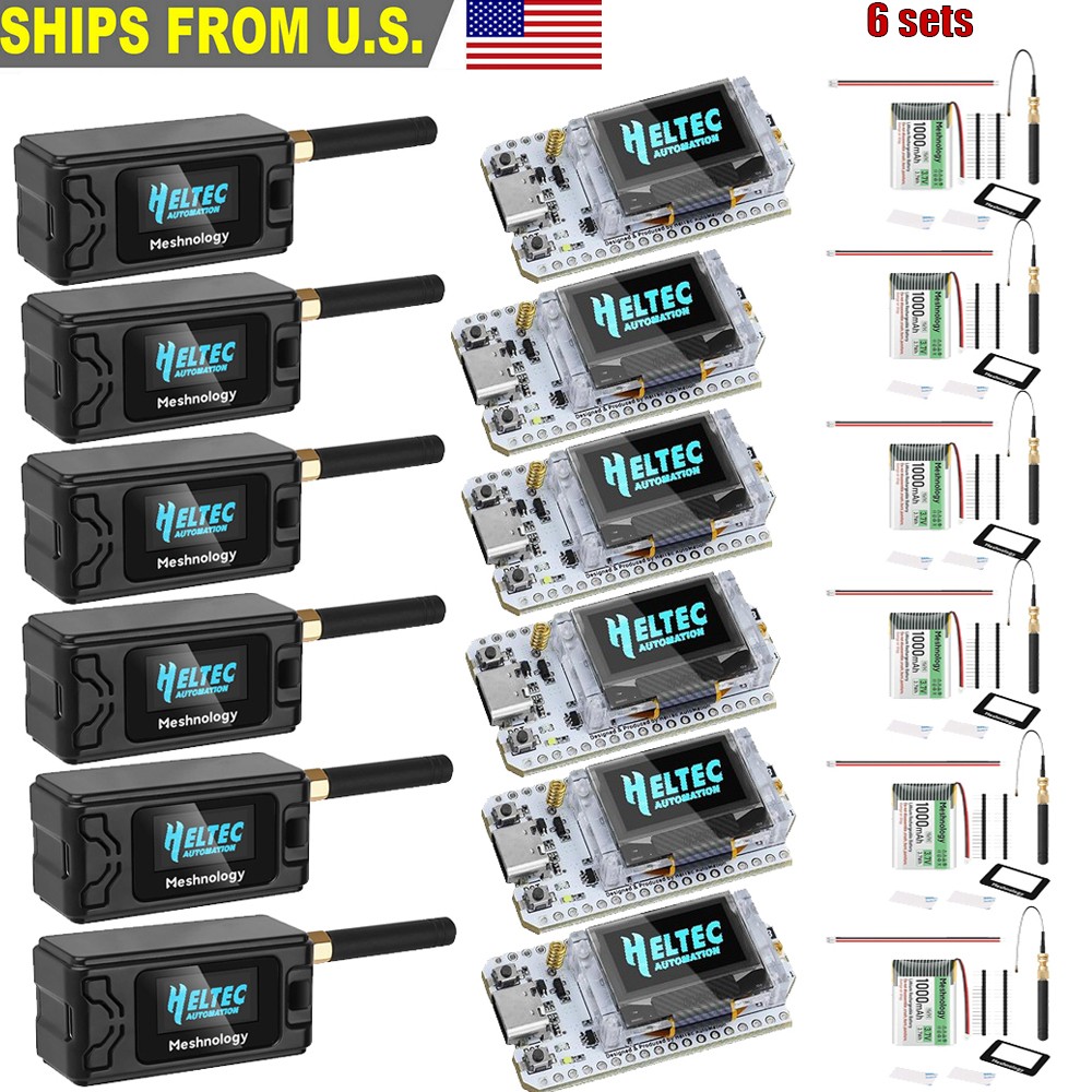 6Sets HelTec Meshtastic LoRa ESP32 V3 SX1262 Board+915MHz Antenna + Battery+Case