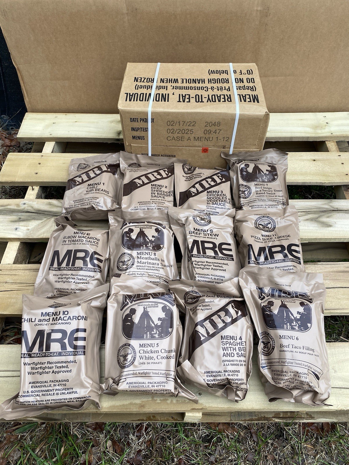 MRE U.S. Military Ready to Eat Meals INSP 2025 Single Case Random $2.50/meal!