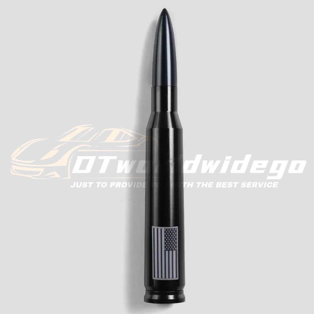 BLACK SHORT US Flag BULLET ANTENNA 50 CAL AM/FM FOR TACOMA TUNDRA 4RUNNER TRUCKS