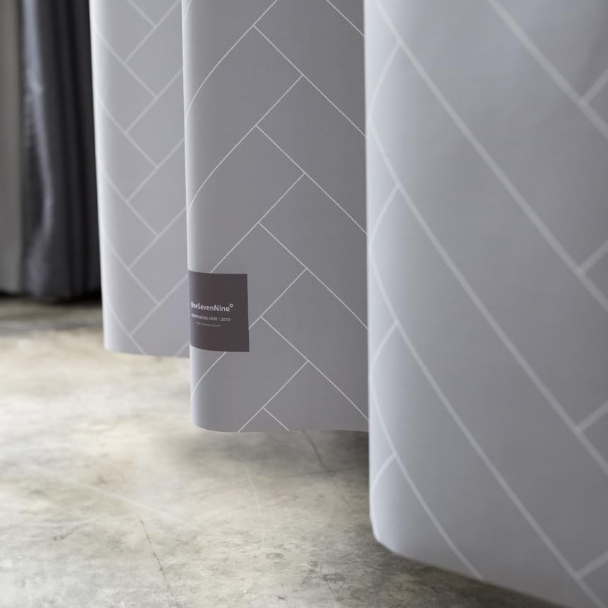 Quick-Dry Lightweight Shower Curtain – 71"W x 74"L (Pack of 1) Herringbone Gray