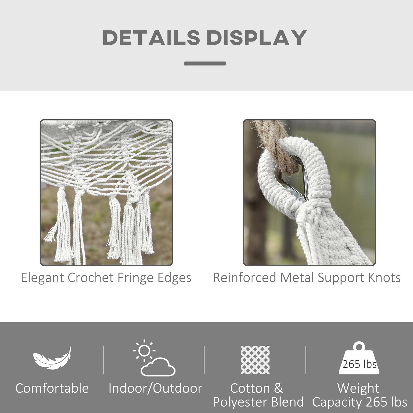 Outdoor Brazilian-Style Cotton Hammock Bed Backyard w/ Carrying Bag, 330 lbs