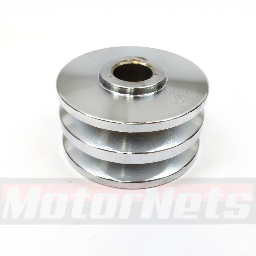 Chrome Double Groove Alternator Pulley Fits GM SB BB Chevy SBC 350 BBC 454 Ford