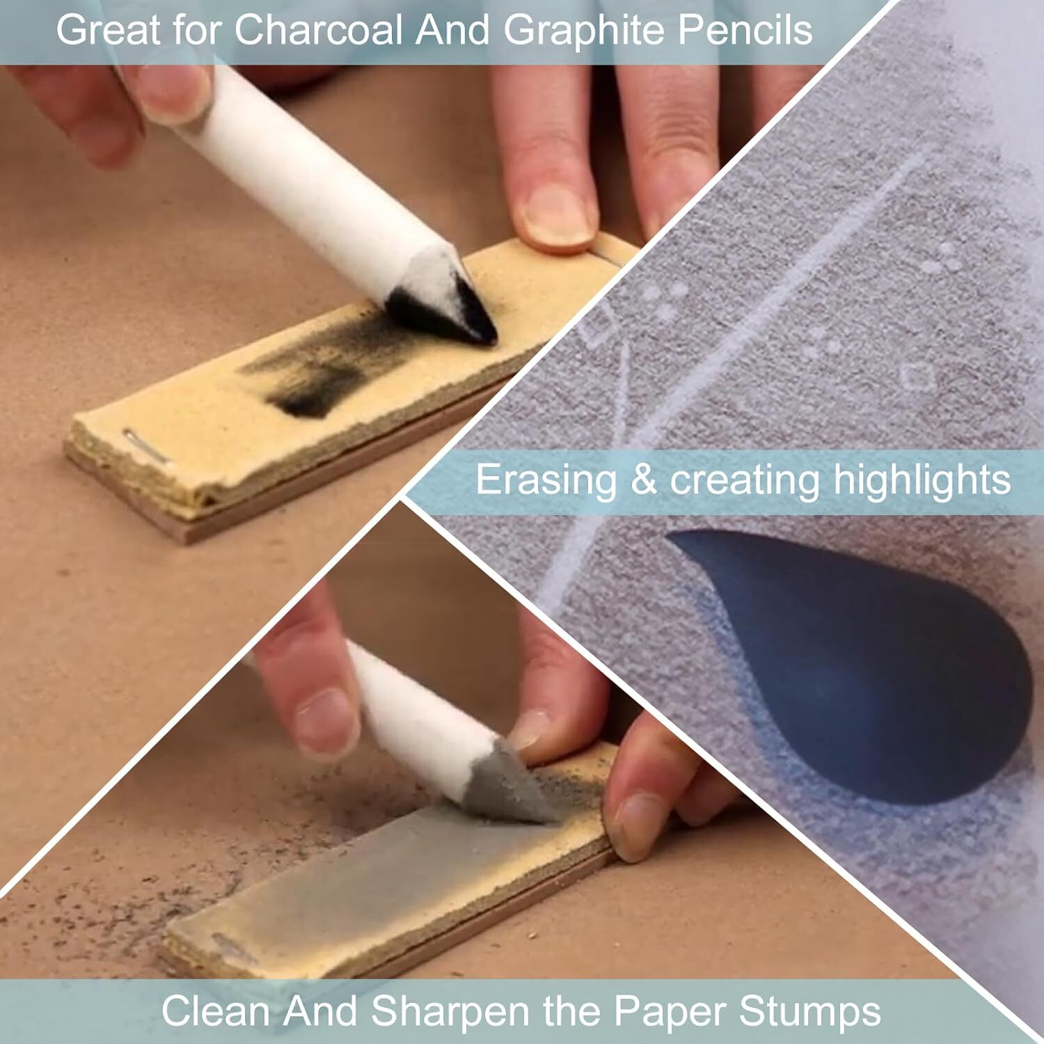 20Pcs Blending Stumps for Drawing, Tortillions Blending Sticks for Beginner Art