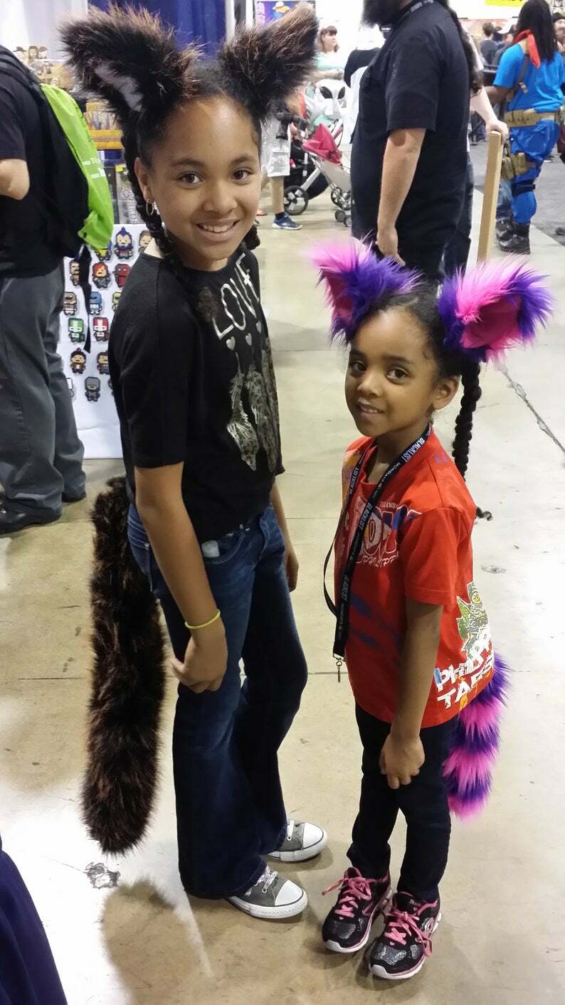 Cheshire Cat Pink/Purple Striped Luxury Shag Faux Fur Ears, Tails or Sets