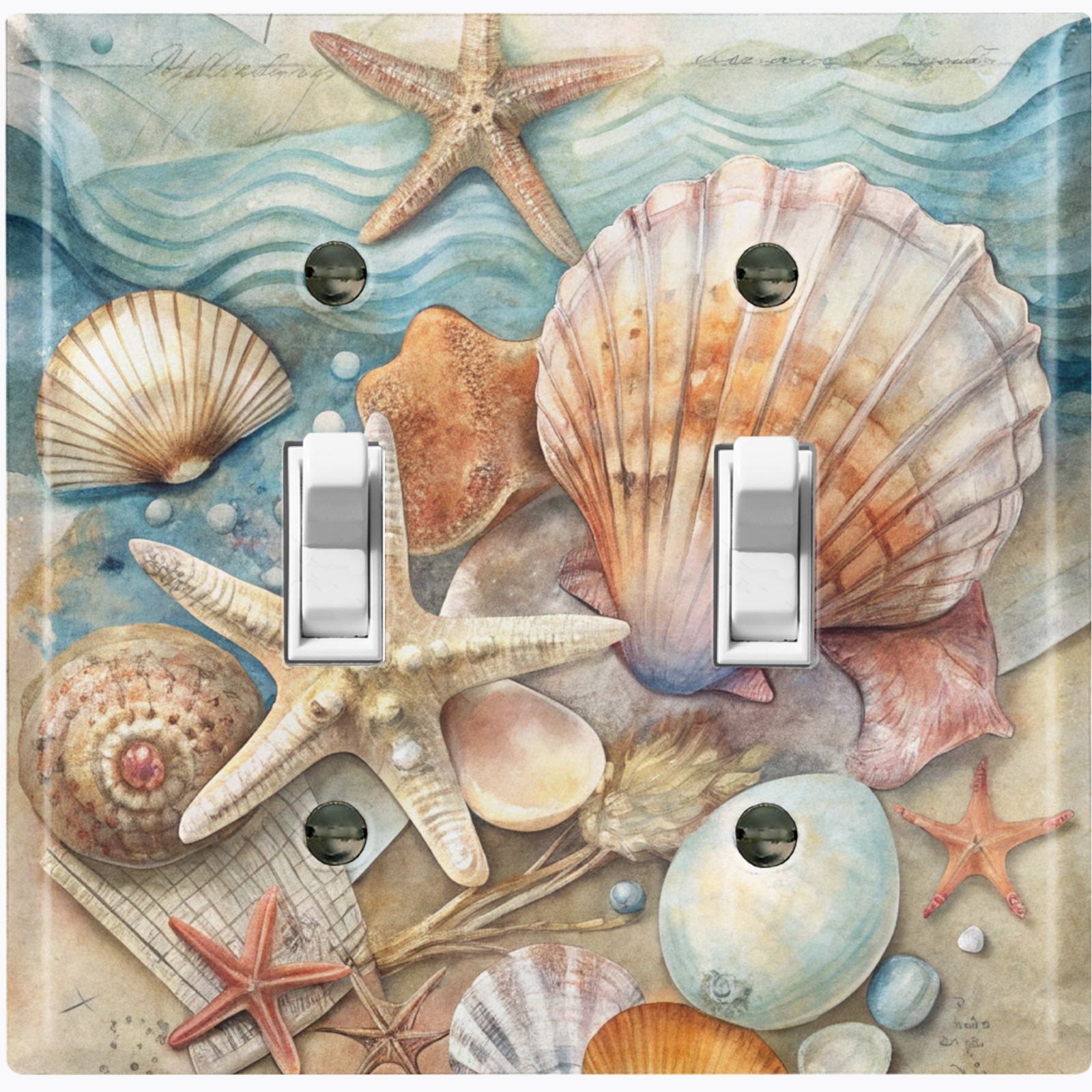 Metal Light Switch Outlet Cover Wall Plate Beach Ocean Seashells Decor OCN114