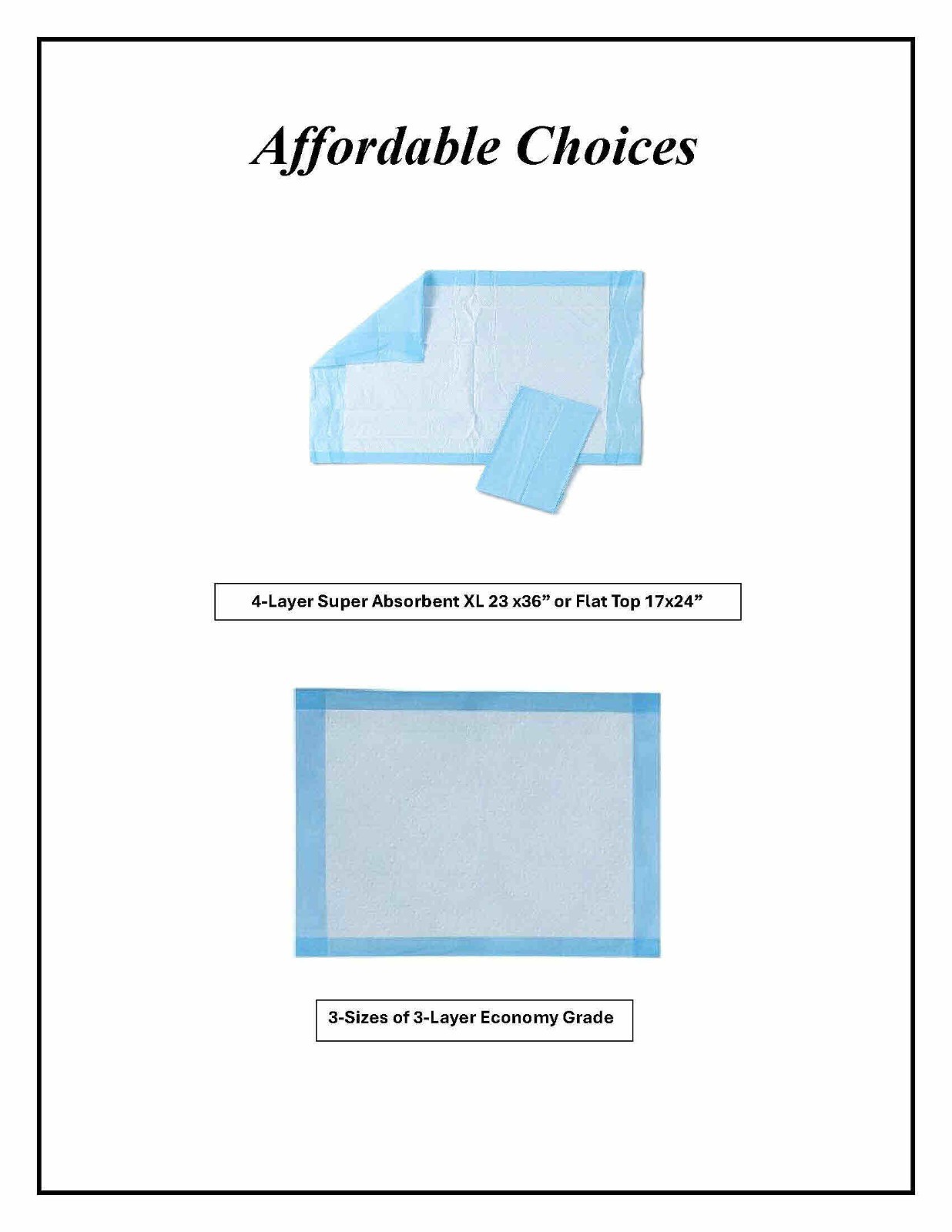 Affordable Puppy Pee Wee Dog Pads Choice 3 & 4 Layer Pee Pads Asst'd Sizes