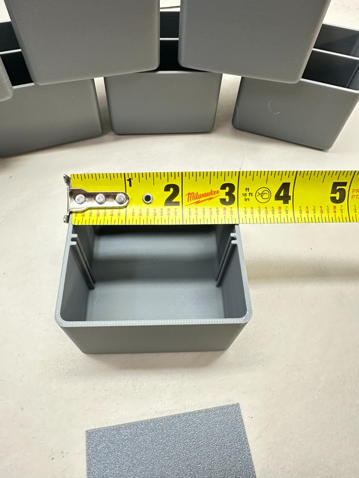 8 Tool Box Bins- 3" x 3" x 2” Deep W/ Divider (Actual Dimensions) - Gray