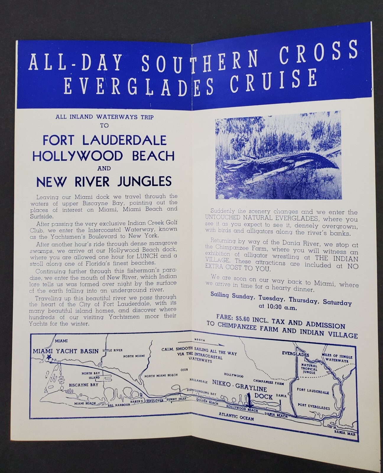 1950s Miami FL Nikko Sightseeing Boats Cruise Intercoastal Vtg Travel Brochure