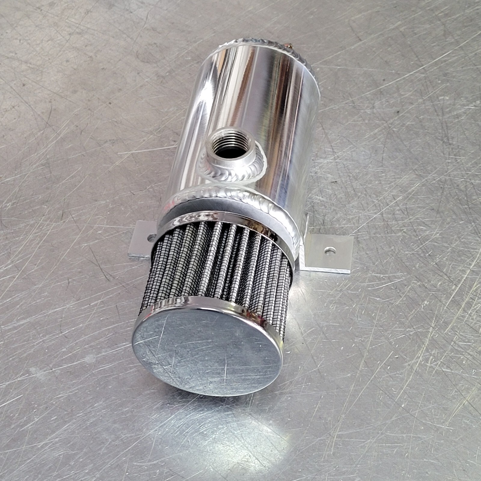 1/2 Inch NPT Aluminum baffled oil catch can breather tank for vacuum pump