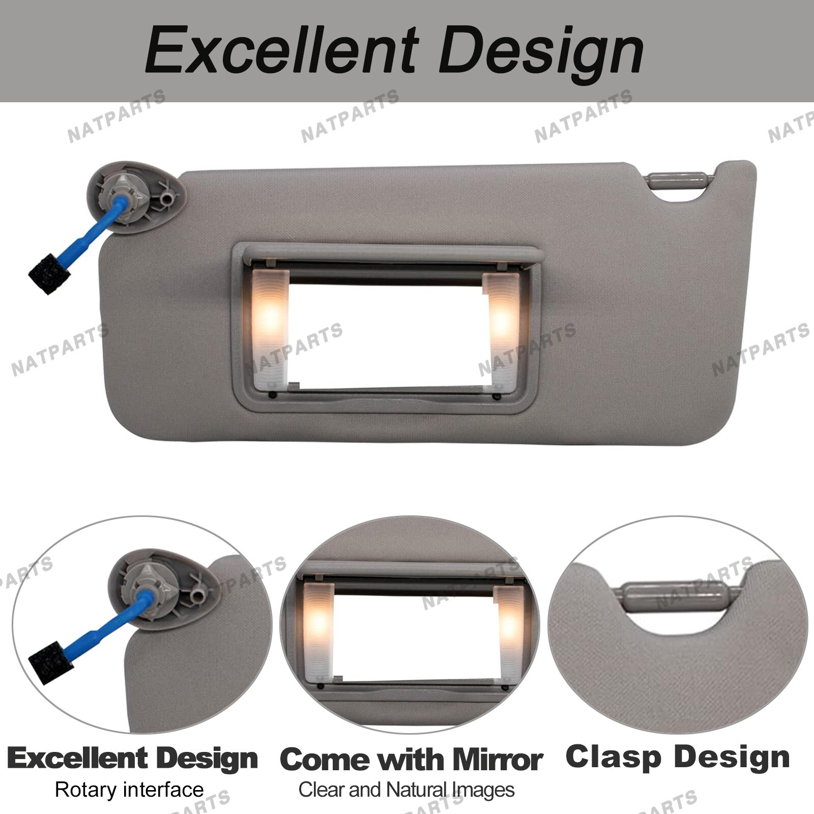 Left Driver Sun Visor W/ Light Fits for 08-17Honda Accord 83280-TA5-A51ZA