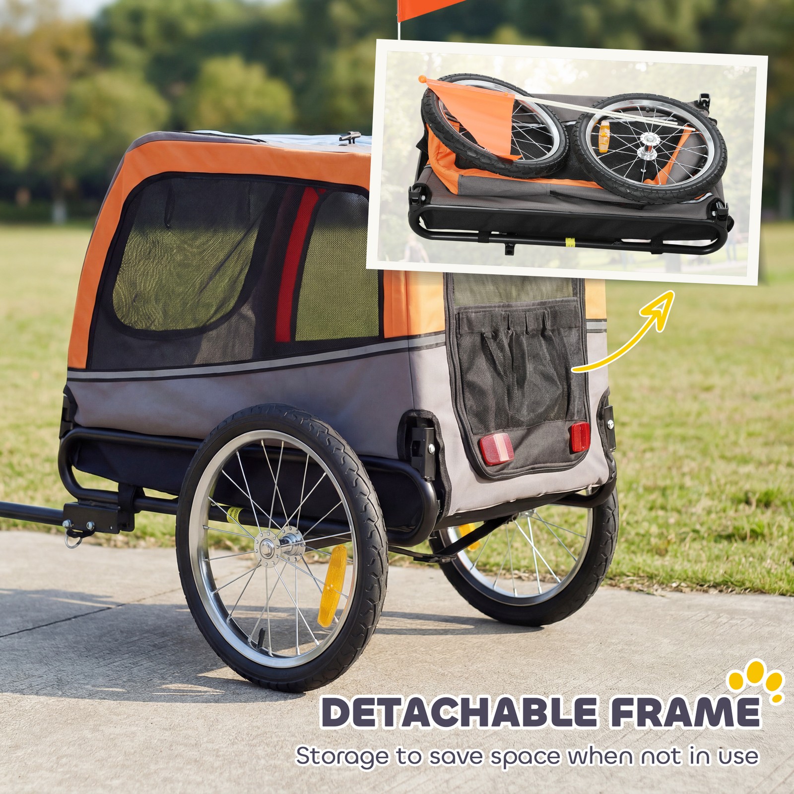 PawHut Dog Bike Trailer, Pet Cart Wagon Cart Carrier Attachment