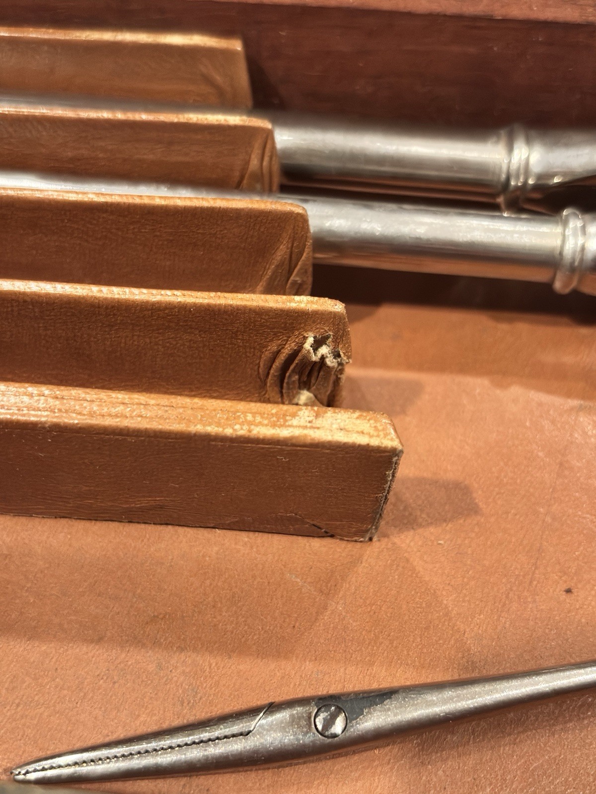 Antique W.F. Ford Surgical Dilator Set Wooden Leather Case c1900