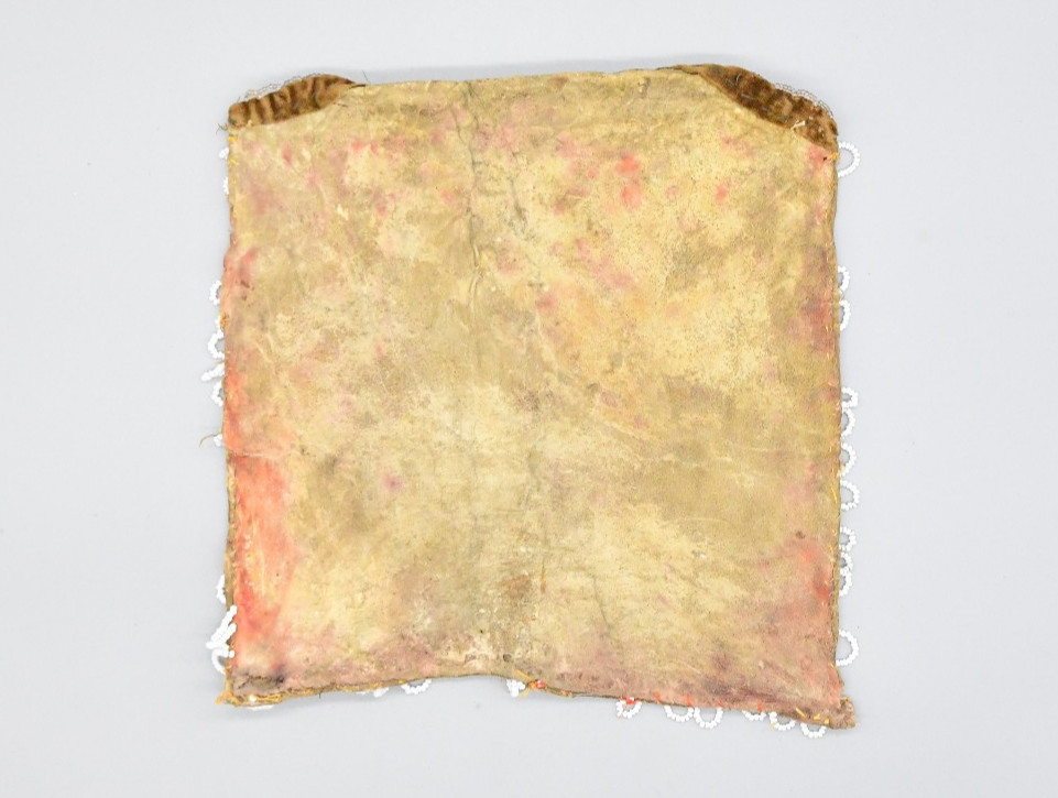 Rare Beaded Crow Beadwork Bag 1870s 8" Long 8.5" Wide