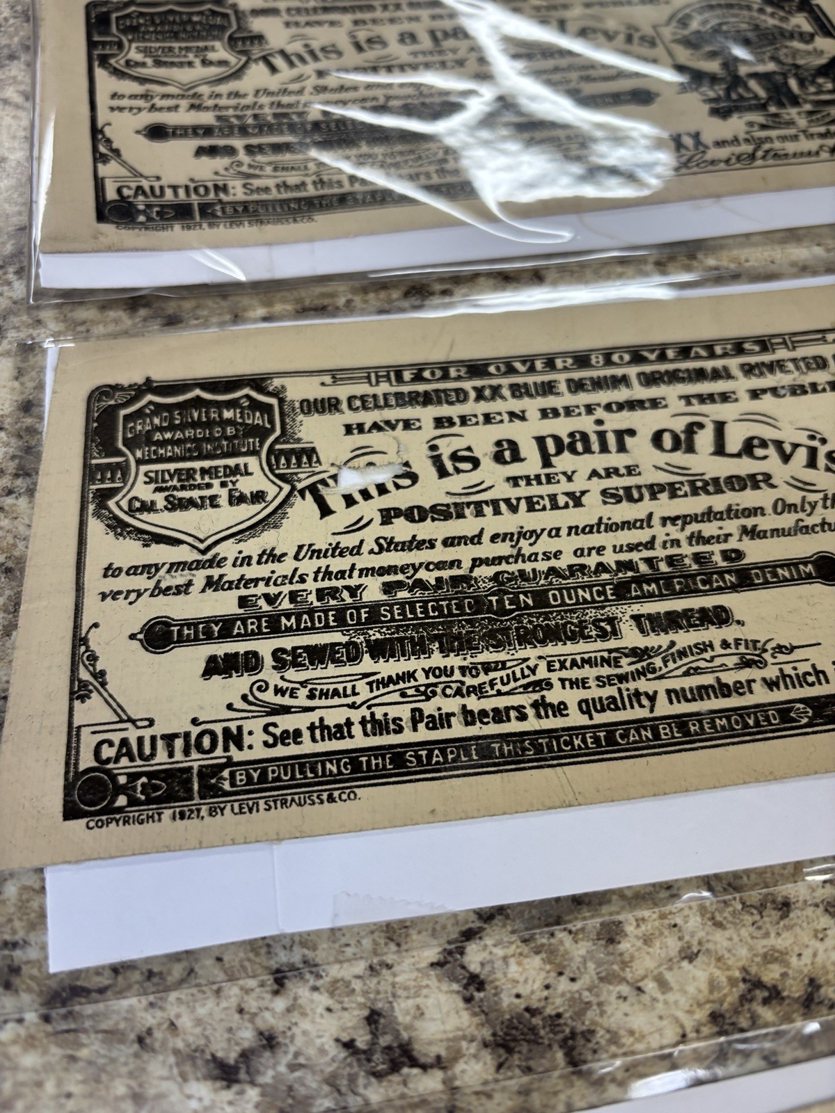 Vintage Original Antique 1927 Levi’s fabric Labels. 7x3 Roughly.