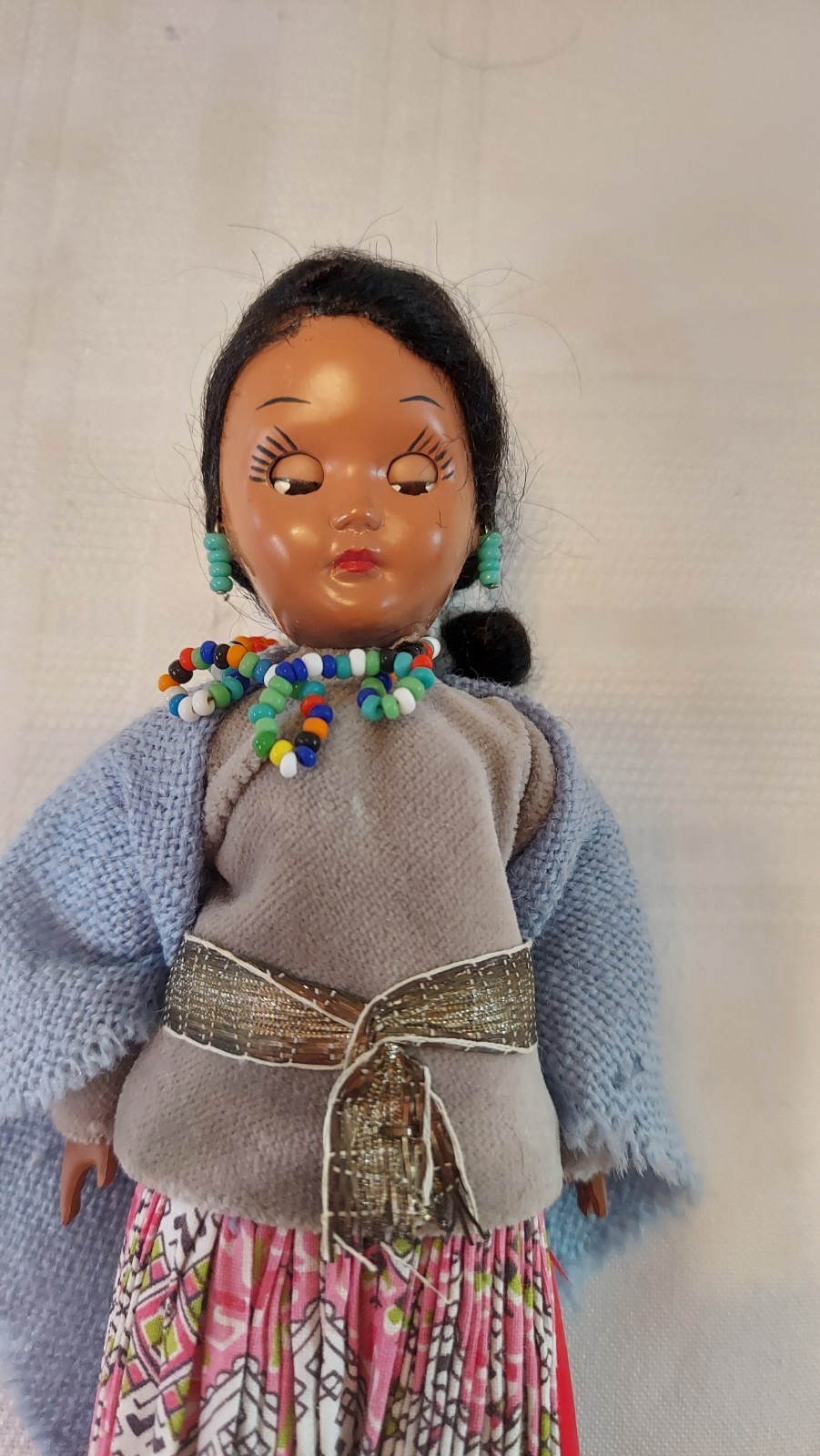 Three Vintage 7.5” Native American Dolls With Sleepy Eyes. (U12)