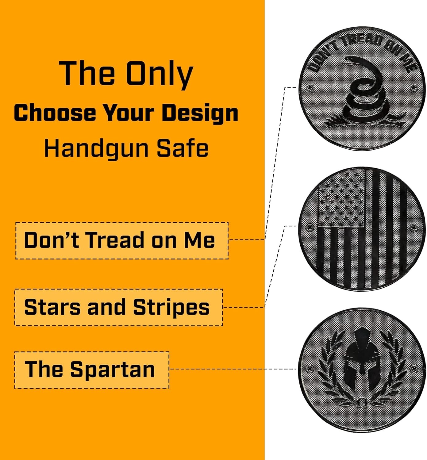 Roscoe Box Gun Safe Manual Key, Pin Keypad, Fingerprint, LED (Don't Tread On Me)