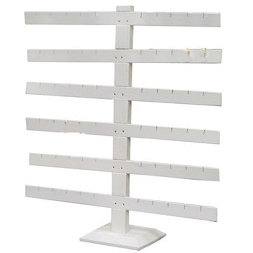6 Tier 6 Bar White Earring Display Stand 14 1/8" Wide x 15 1/8" Tall