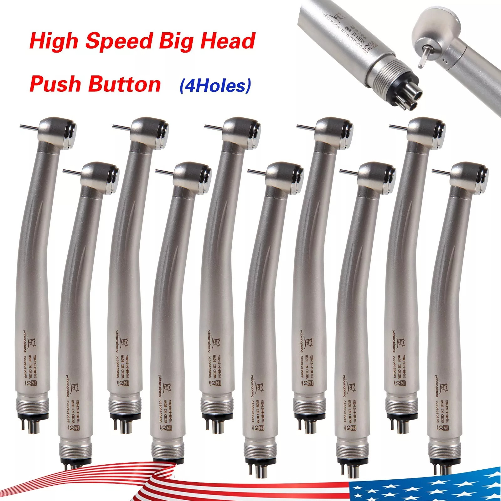 10*NSK Style PANA MAX Dental High Speed Turbine Handpiece Push Button 4Hole SALE
