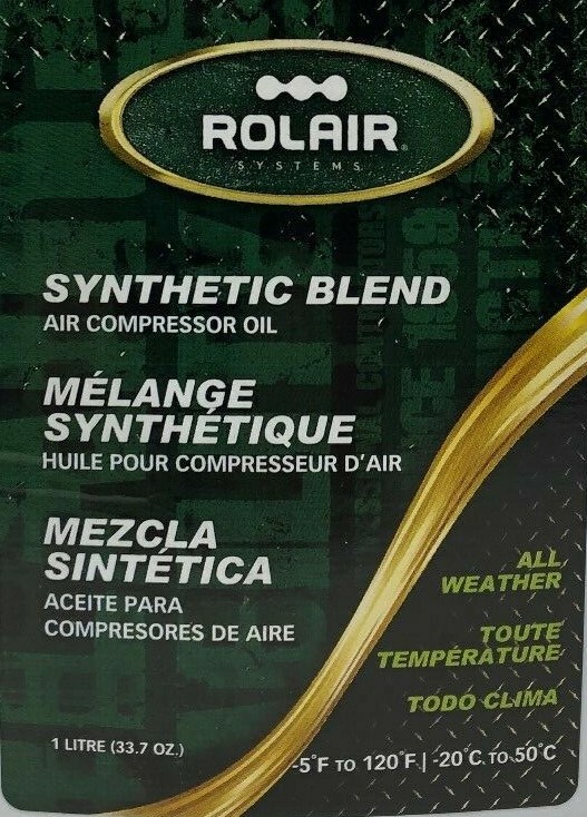 1 QUART OF ROLAIR SYNTHETIC AIR COMPRESSOR LUBRICANT OIL ALL WEATHER OIL