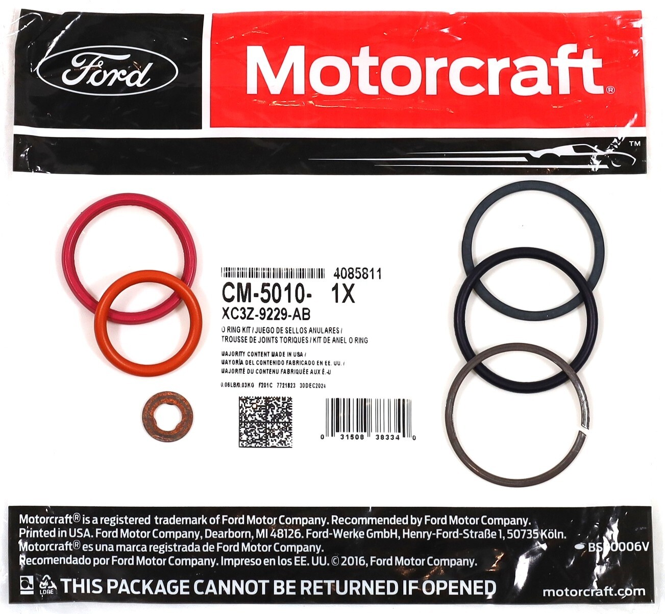 94–03 7.3L Powerstroke Injector O-Rings Full Set of 8 Genuine Motorcraft CM-5010