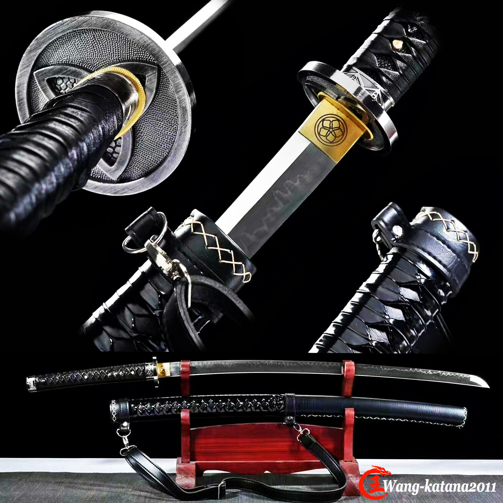 Handmade Razor Sharp Japanese Samurai Katana Sword T10 Clay Tempered Leather