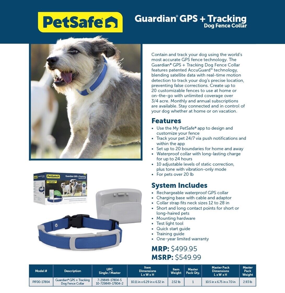PetSafe PIF00-17804 Guardian GPS with Tracking Dog Fence Collar NEW