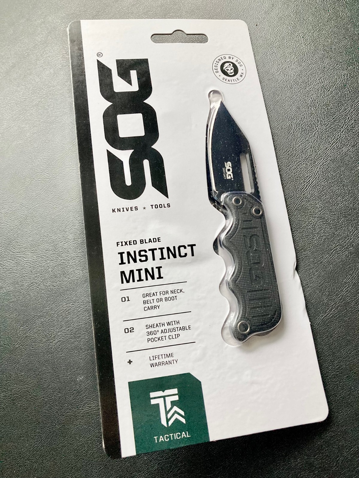 SOG™ INSTINCT MINI Boot/Neck Anti-Glare Coat Fixed Blade Knife W/Molded Sheath