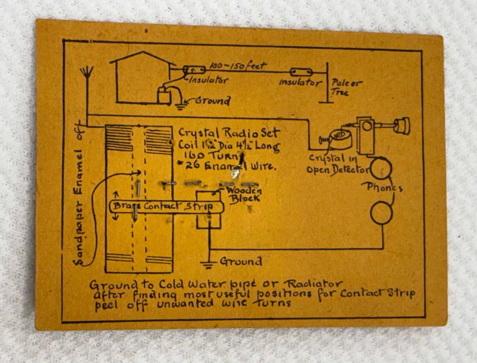 Antique Federal Jr. Crystal Radio, Earphones, Philmore Aerial Kit, Cats Whisker