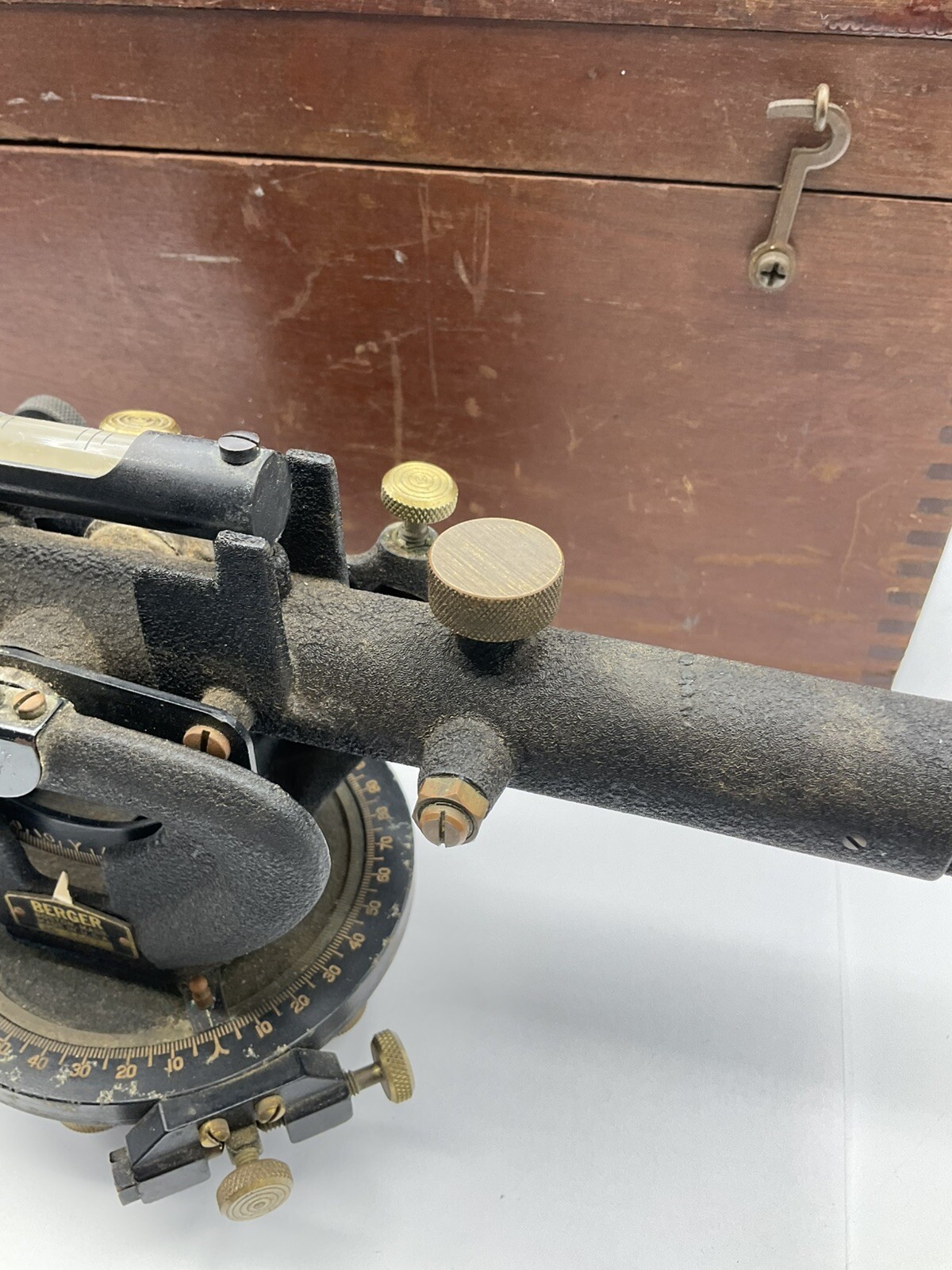 Vintage Berger Engineering Instruments Surveying Transit & Wood Box