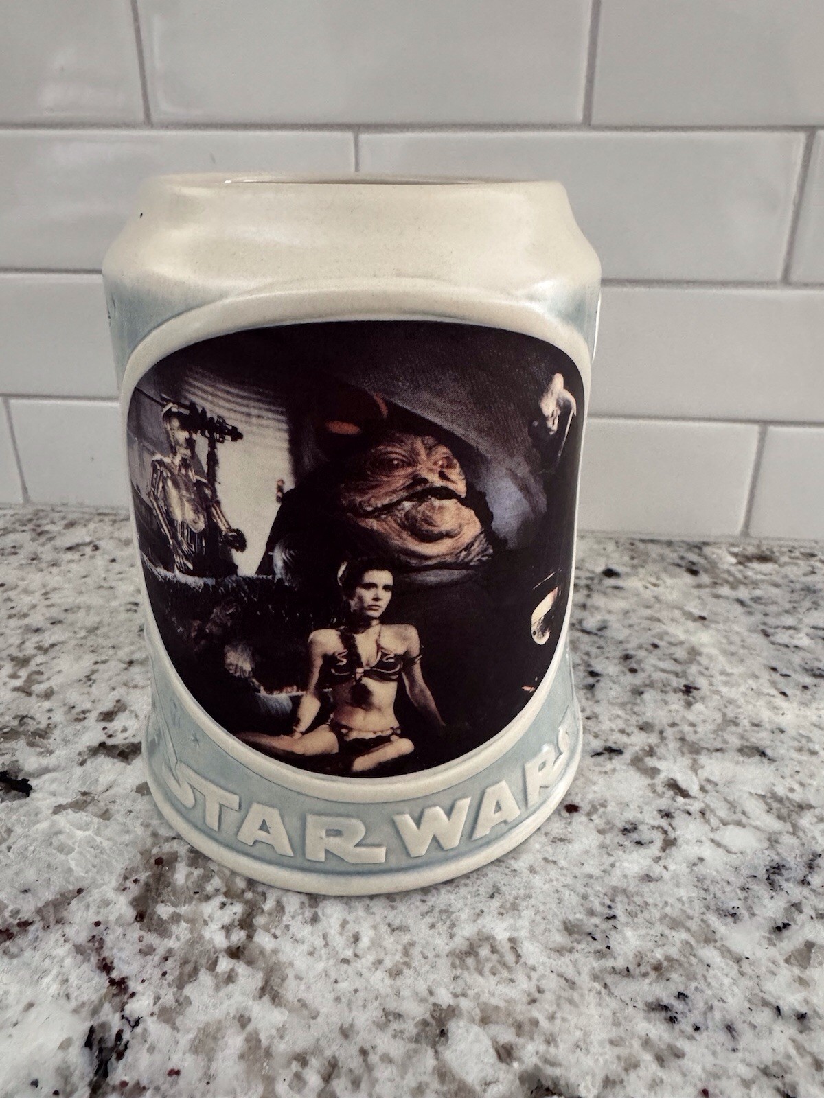 Vintage 1995 Star Wars Return Of The Jedi Slave Leia Jabba Embossed Mug Stein