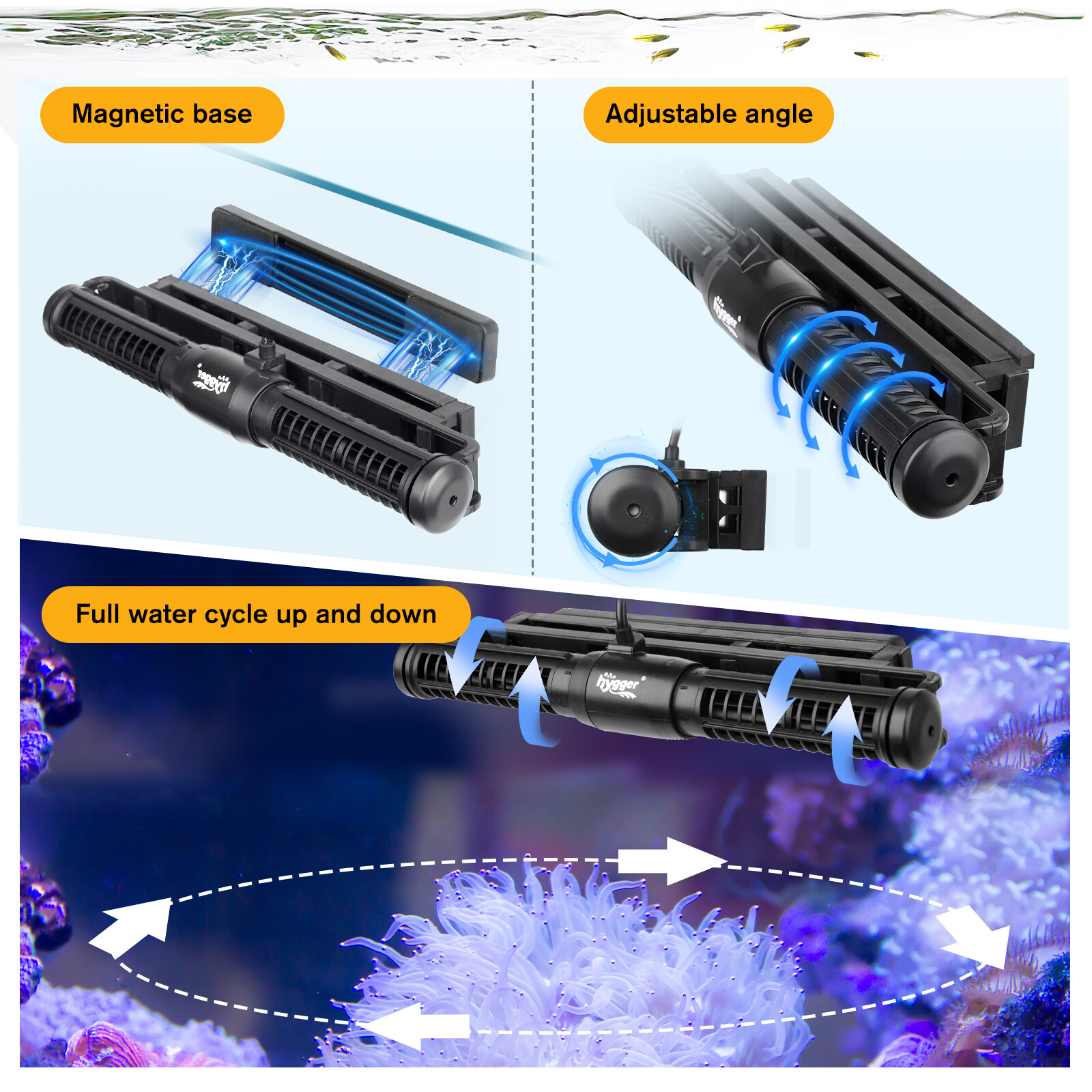 hygger Aquarium Wave Maker, Adjustable Cross Flow Pump LED Display Up to 265 Gal