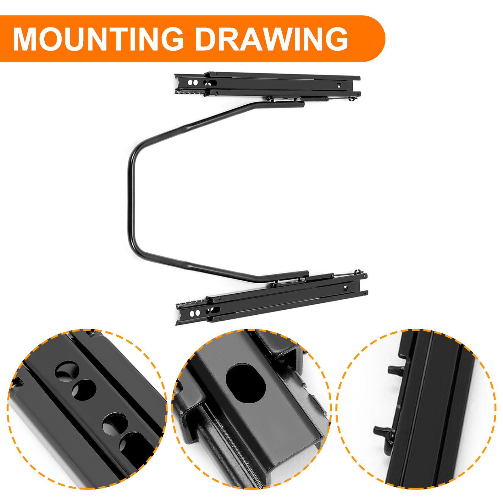 2x Universal Dual Lock Seat Sliders Rails Bracket Track Aessembly Mount Hardware