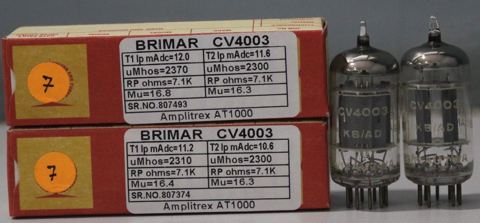 CV4003 Brimar made in England Amplitrex tested 1 Match PAIR (2pcs)