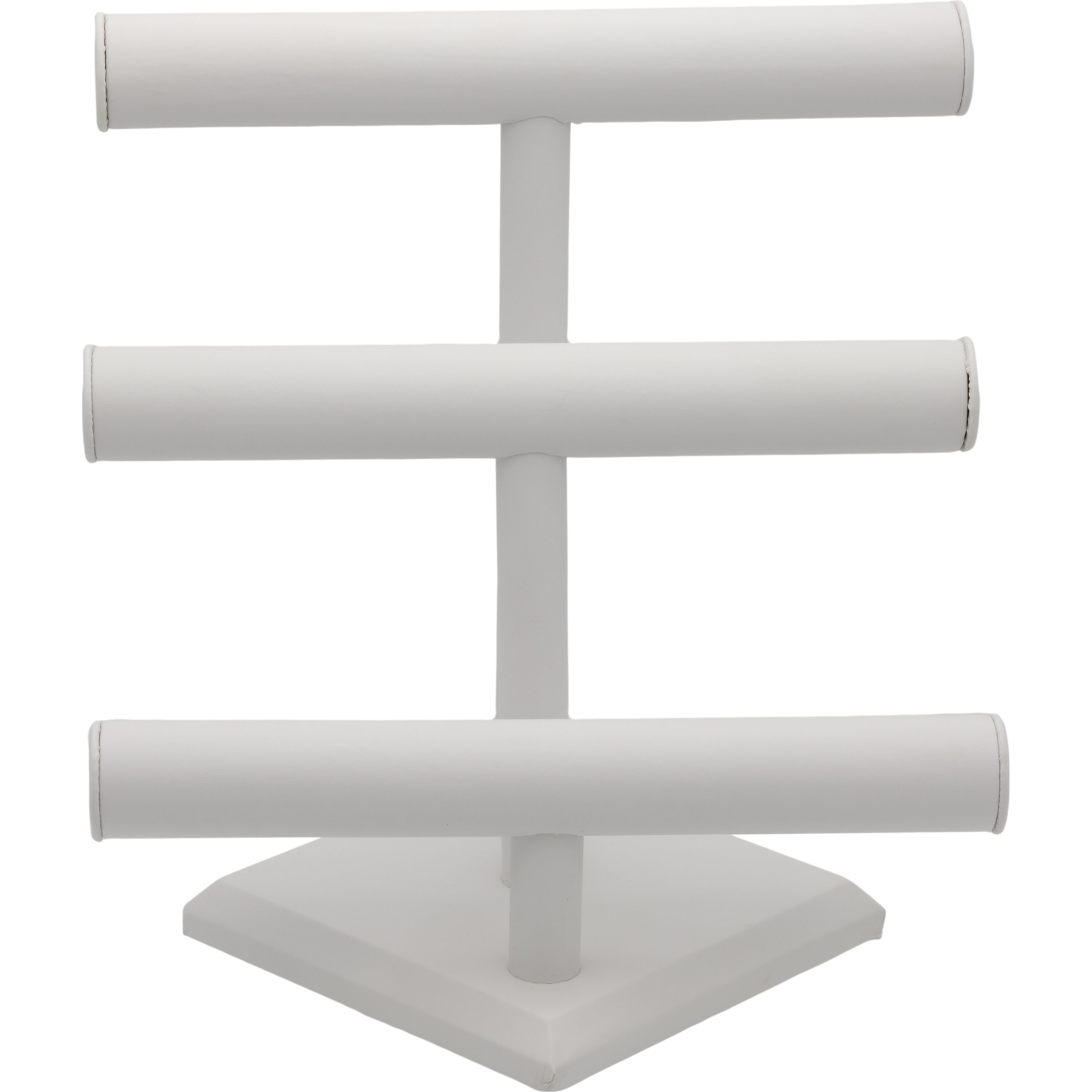 12" x 12" White Faux Leather Triple Tier T-Bar Bracelet Chain Display 3/4" 2 Pcs