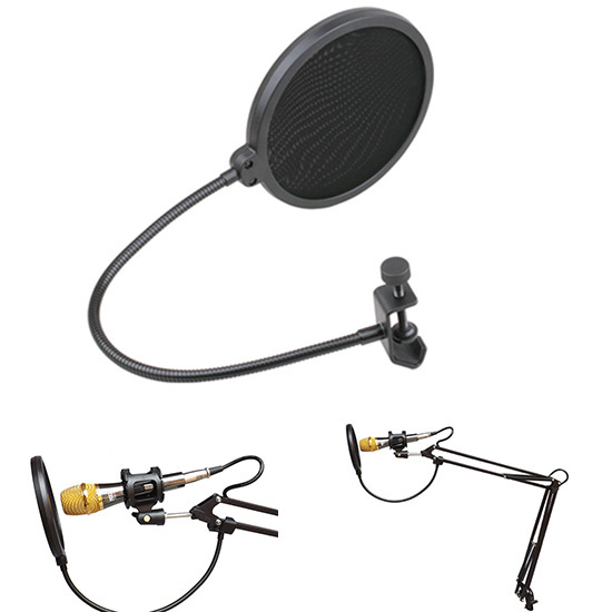 5" Microphone Wind Screen Mask Gooseneck Filter Studio Tool Double Layer Screen